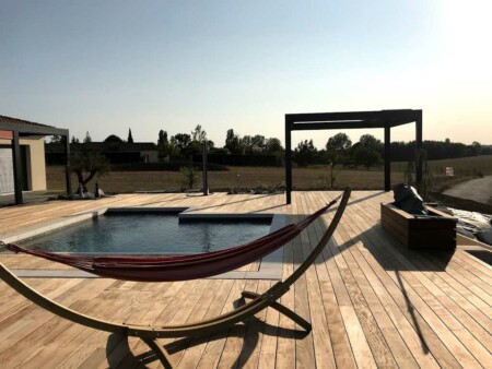 amenagement terrasse piscine pergola bois