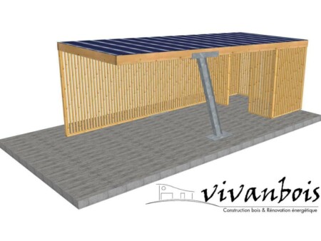 carport bois 1 voiture bardage bois toit acier
