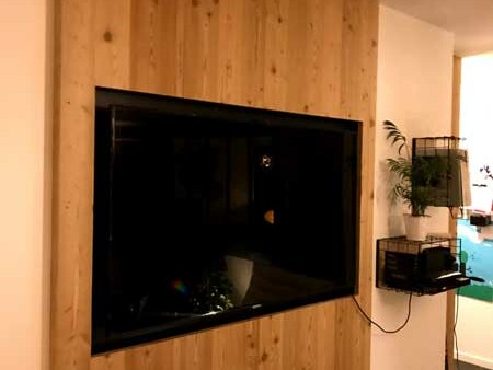 deco mur bois interieur support tv