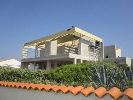 vue maison pose charpente lamelle colle maison vaux sur mer
