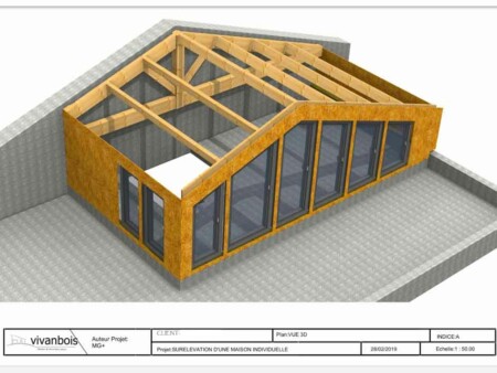 plan surélévation maison individuelle ossature bois royan