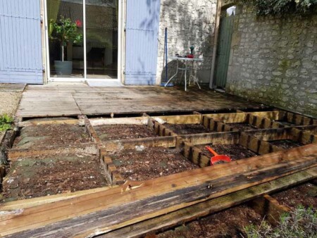 retrait ancienne terrasse bois