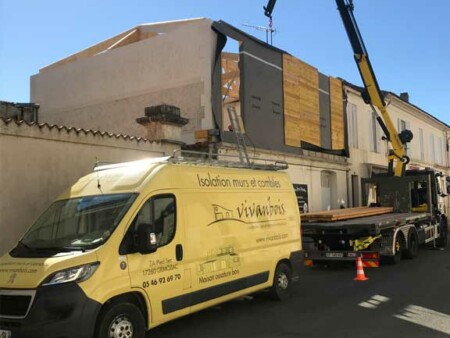 pose facade bois charpente surelevation