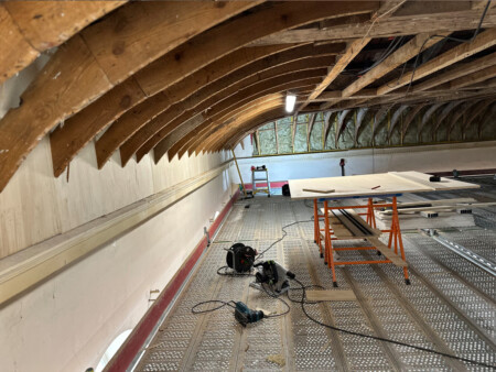 chantier restauration charpente bois temple culte Gémozac 17